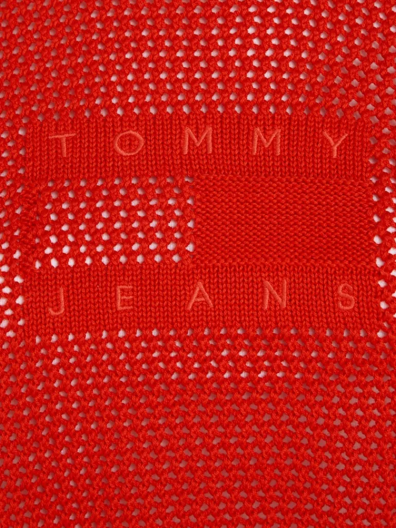 TJW OPEN STITCH FLAG SWEATER deep crimson
