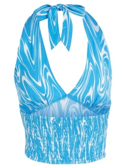 TJW PSYCHEDELIC HALTER TOP blue psychedelic print