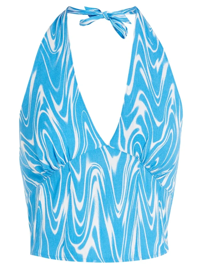 TJW PSYCHEDELIC HALTER TOP blue psychedelic print