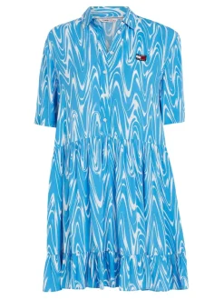 TJW PSYCHEDELIC SHIRT DRESS blue psychedelic print