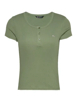 TJW SLIM BUTTON RIB C-NECK SS aruba green