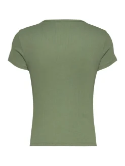 TJW SLIM BUTTON RIB C-NECK SS aruba green