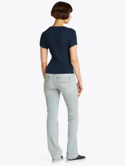 TJW SLIM BUTTON RIB C-NECK SS dark night navy