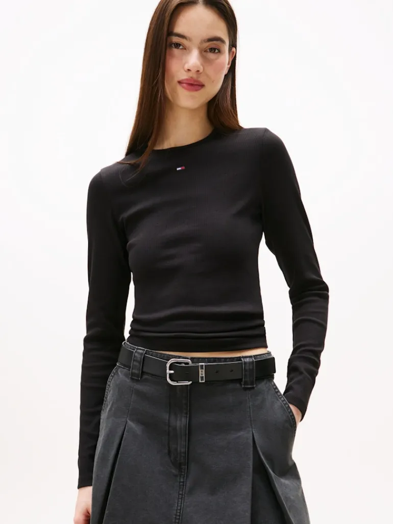 TJW SLIM ESSENTIAL RIB LS black