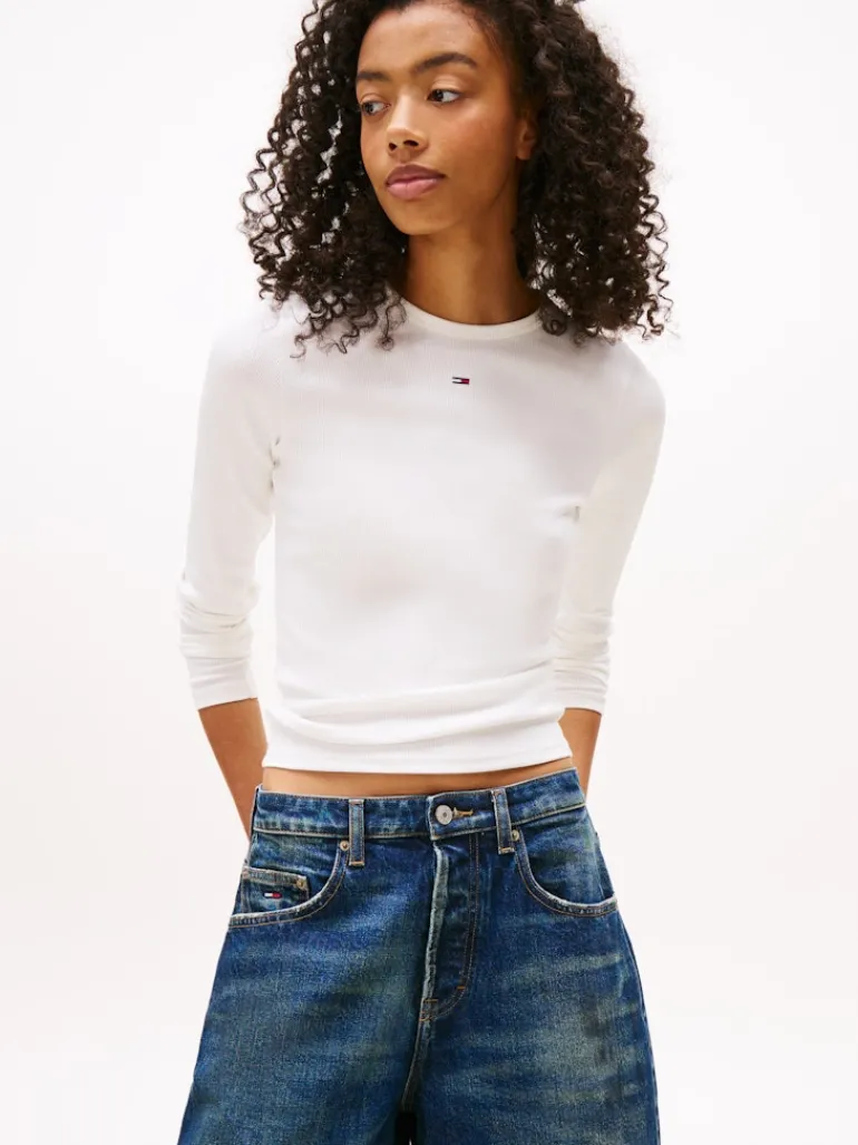 TJW SLIM ESSENTIAL RIB LS ecru