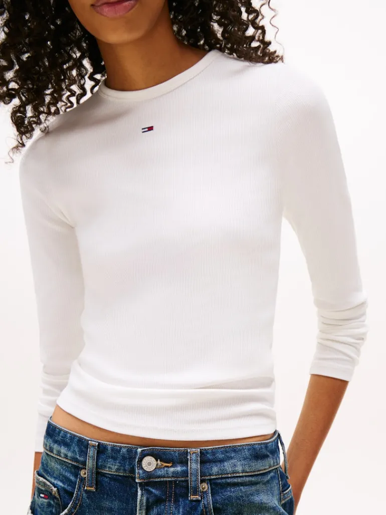 TJW SLIM ESSENTIAL RIB LS ecru
