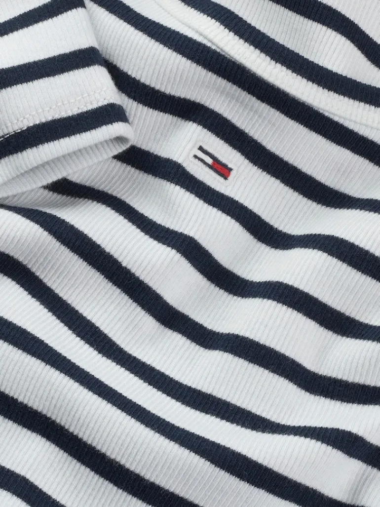 TJW SLIM ESSENTIAL RIB SS EXT ecru - navy stripe