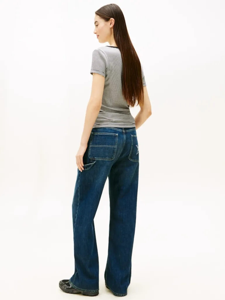 TJW SLIM ESSENTIAL RIB V SS black- ecru stripe