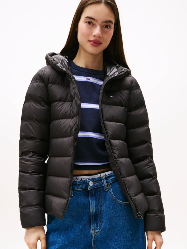 TJW SLIM HOOD PRNT DOWN JCKT EXT black
