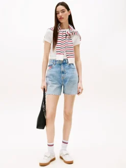 TJW SLIM LOGO 2 POINTELLE TEE ecru
