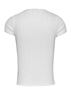 TJW SLIM POINTELLE RIB TEE ecru