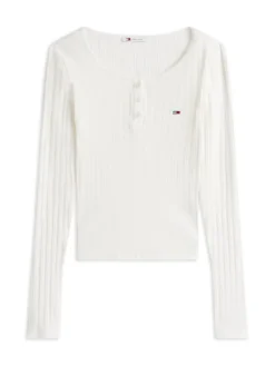 TJW SLIM SH IRREGULAR RIB LS ecru