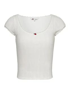 TJW SLIM SH POINTELLE SS TEE EXT ecru