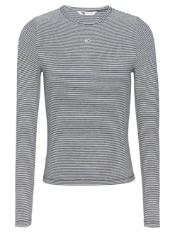 TJW SLIM STRIPE ESSENTIAL RIB LS dark night navy - stripe