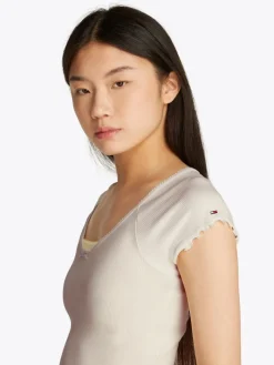 TJW SLIM VNECK GMD RIB SS ancient white