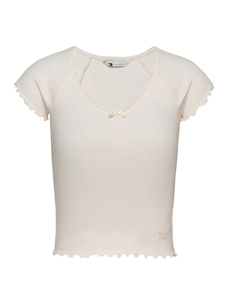 TJW SLIM VNECK GMD RIB SS ancient white