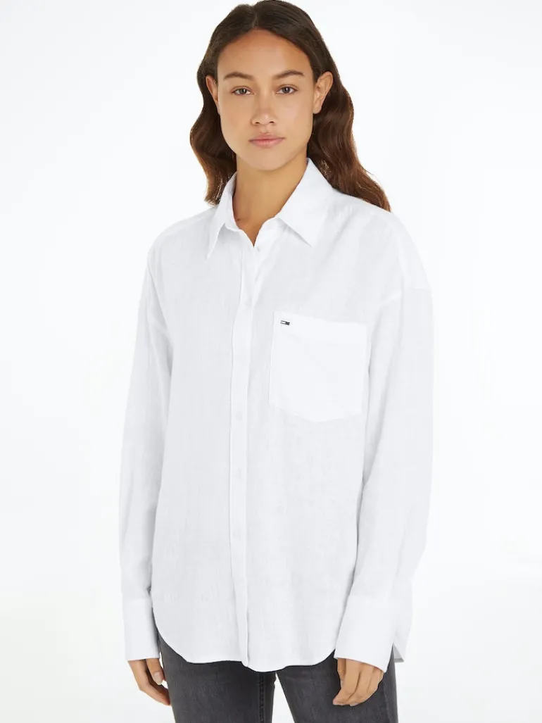 TJW SP OVR LINEN SHIRT white