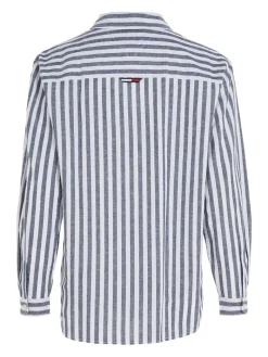 TJW STRIPED LINEN BLEND BF SHIRT twilight navy - stripe