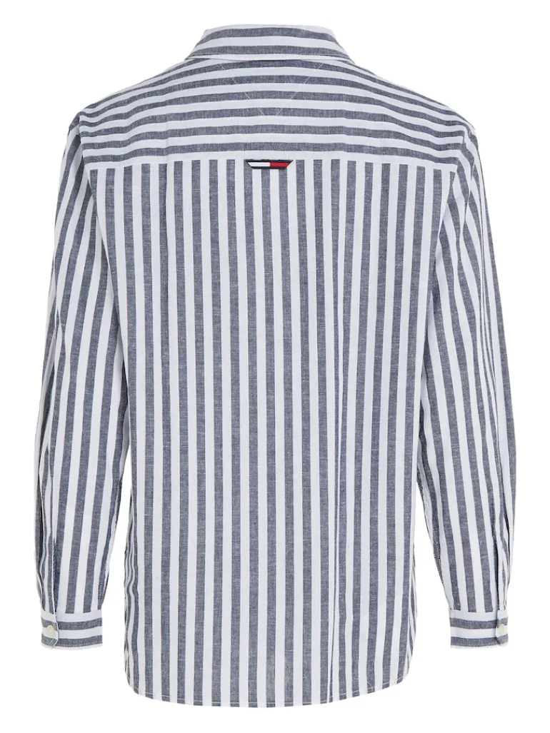 TJW STRIPED LINEN BLEND BF SHIRT twilight navy - stripe