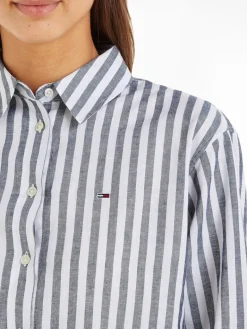TJW STRIPED LINEN BLEND BF SHIRT twilight navy - stripe