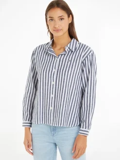 TJW STRIPED LINEN BLEND BF SHIRT twilight navy - stripe