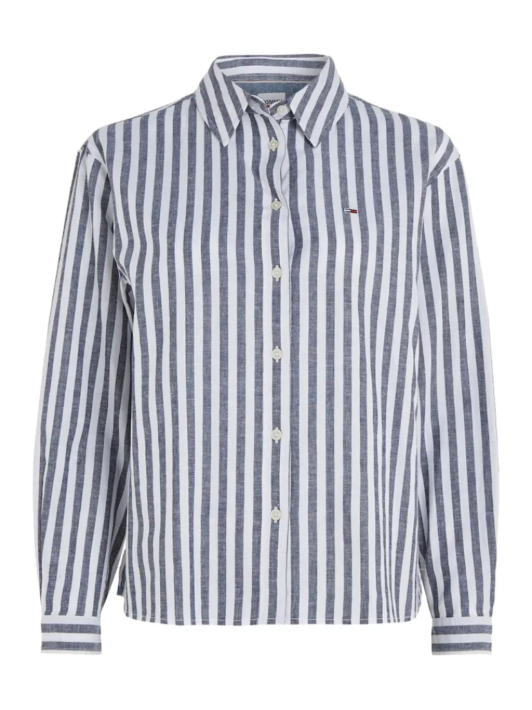TJW STRIPED LINEN BLEND BF SHIRT twilight navy - stripe