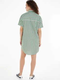 TJW STRIPE SS SHIRT DRESS coastal green - multi