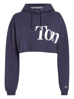 TJW SUPER CROP BOLD TOMMY HOODIE twilight navy