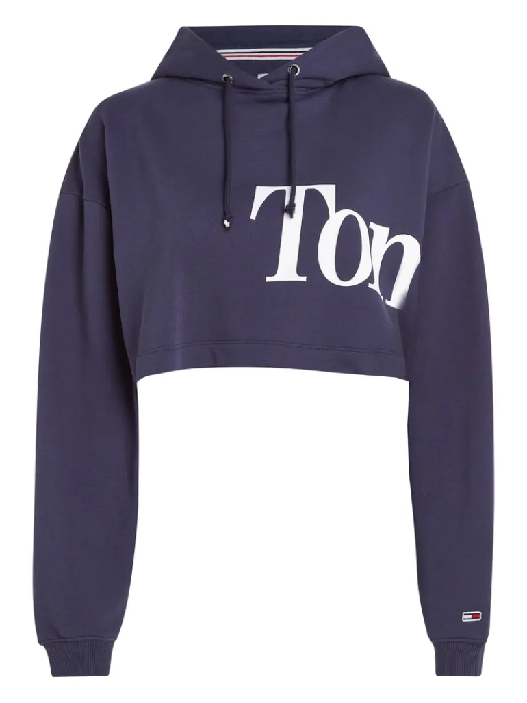 TJW SUPER CROP BOLD TOMMY HOODIE twilight navy