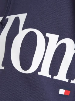 TJW SUPER CROP BOLD TOMMY HOODIE twilight navy