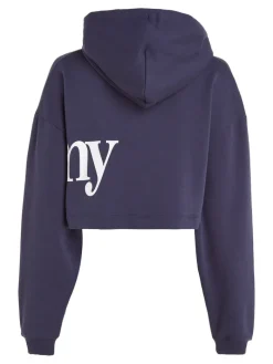TJW SUPER CROP BOLD TOMMY HOODIE twilight navy