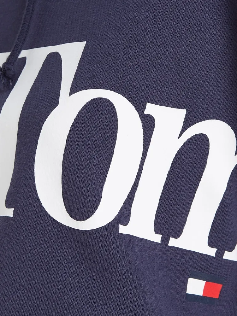 TJW SUPER CROP BOLD TOMMY HOODIE twilight navy