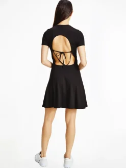 TJW TIE BACK FIT FLARE DRESS black