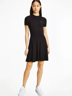 TJW TIE BACK FIT FLARE DRESS black
