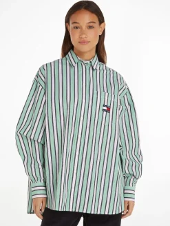 TJW ULTRA OVERSIZED STRIPE SHIRT coastal green - multi