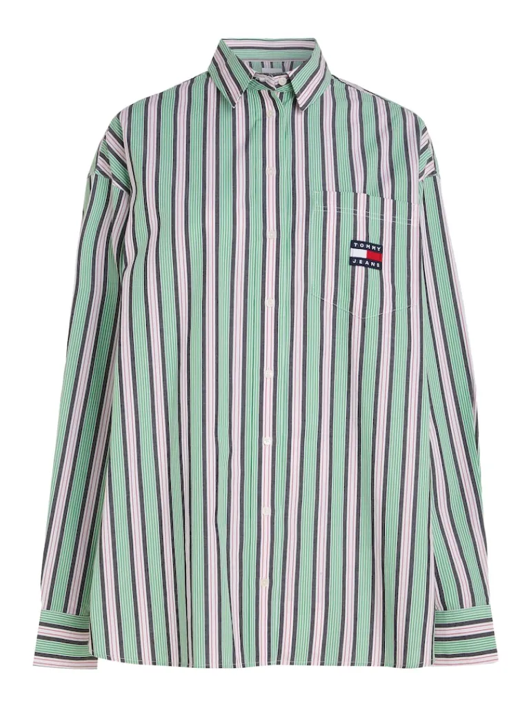 TJW ULTRA OVERSIZED STRIPE SHIRT coastal green - multi