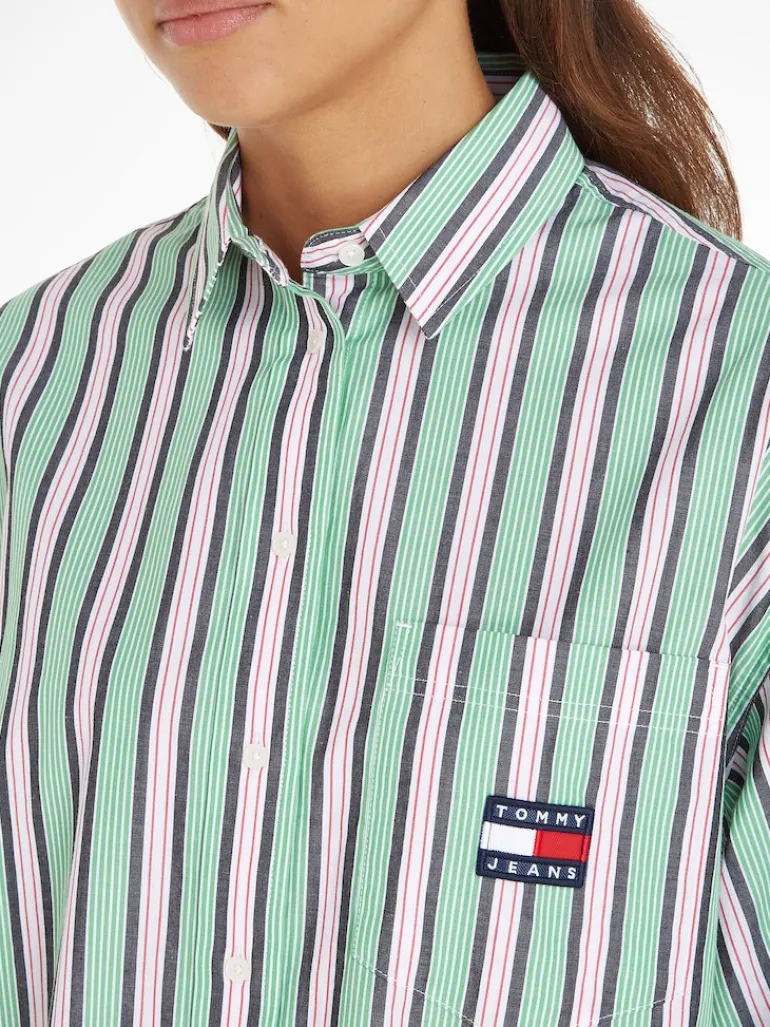 TJW ULTRA OVERSIZED STRIPE SHIRT coastal green - multi