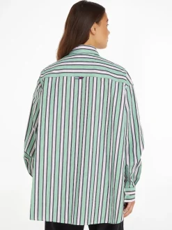 TJW ULTRA OVERSIZED STRIPE SHIRT coastal green - multi