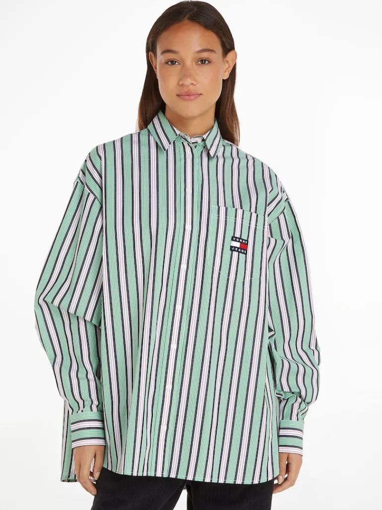 TJW ULTRA OVERSIZED STRIPE SHIRT coastal green - multi