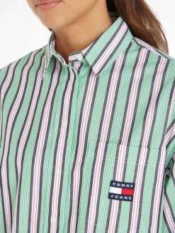 TJW ULTRA OVERSIZED STRIPE SHIRT coastal green - multi