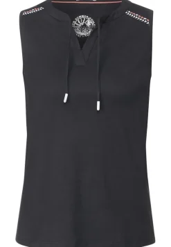 Top mit Stickereidetail carbon grey