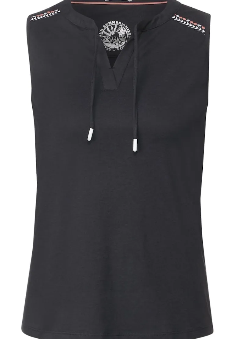Top mit Stickereidetail carbon grey