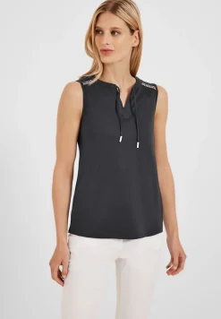 Top mit Stickereidetail carbon grey