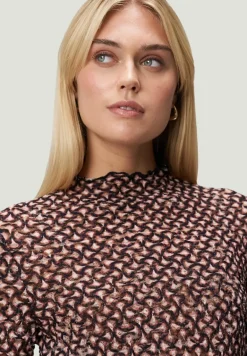 transparentes Shirt mit Stehkragen blackcamel
