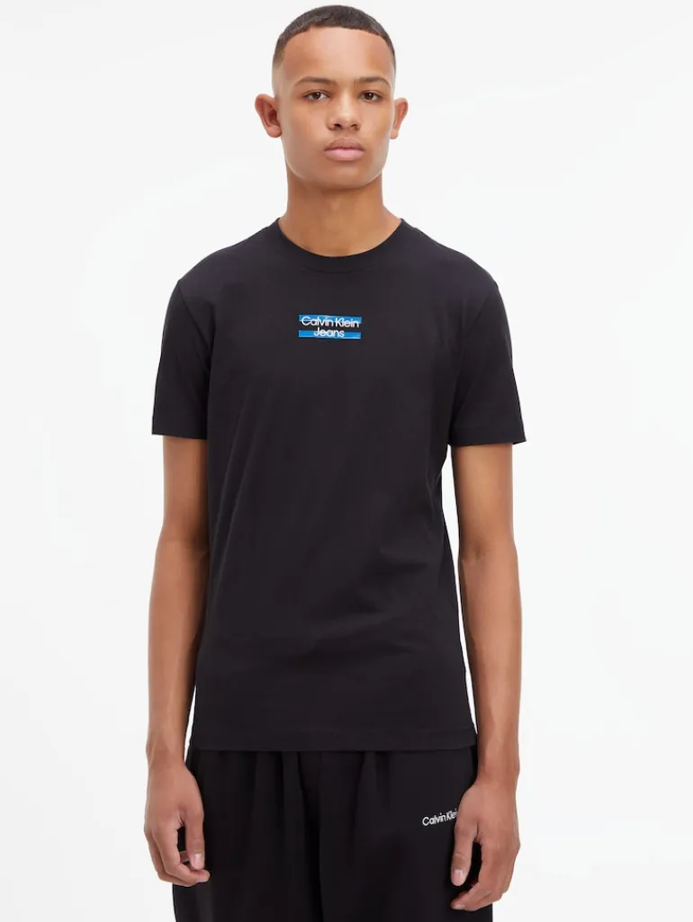 TRANSPARENT STRIPE LOGO TEE ck black