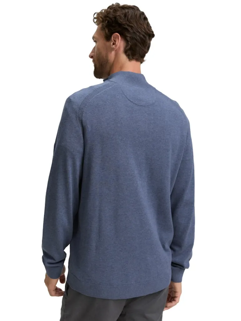 Troyer Strickpullover mit Logo-Stickerei vintage indigo blue melange