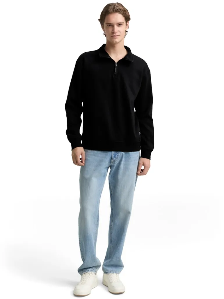 Troyer Sweatshirt mit Logo-Badge black