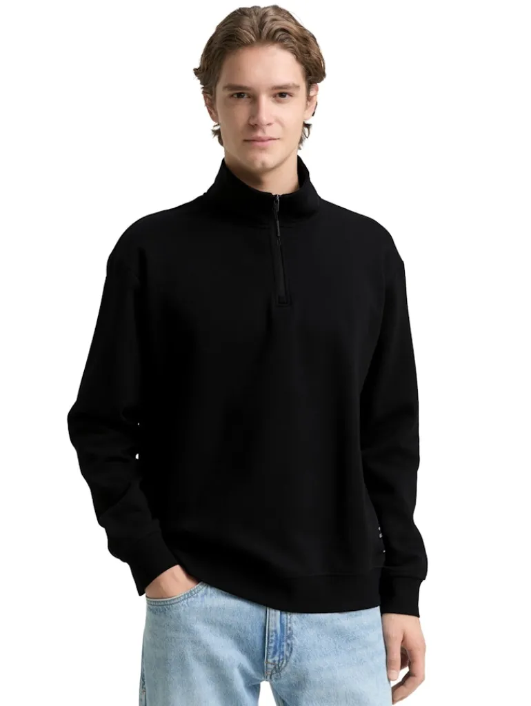Troyer Sweatshirt mit Logo-Badge black