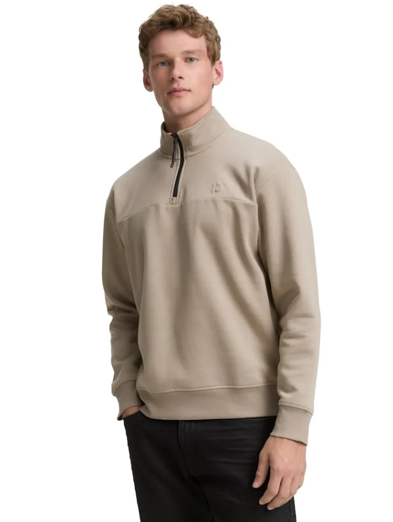 Troyer Sweatshirt mit Logo-Print roasted nut brown
