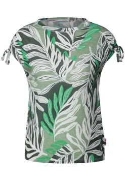 T-Shirt in Leinen Optik soft salvia green